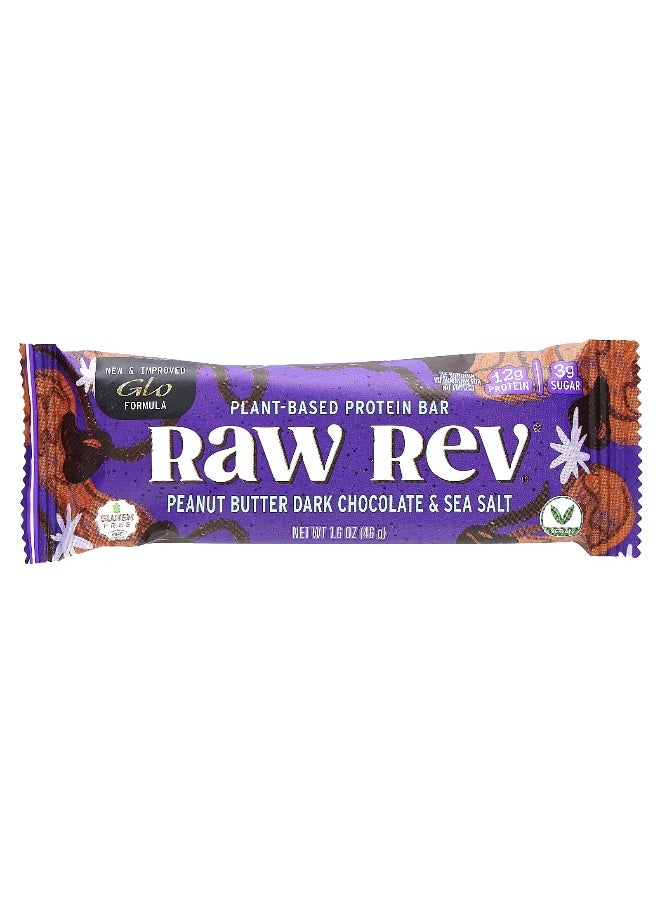 Raw Rev, Plant-Based Protein Bar, Peanut Butter Dark Chocolate & Sea Salt, 12 Bars, 1.6 oz (46 g) Each