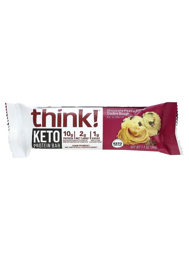 Think !, Keto Protein Bars, Chocolate Peanut Butter Cookie Dough, 5 Bars, 1.2 oz (34 g) Each