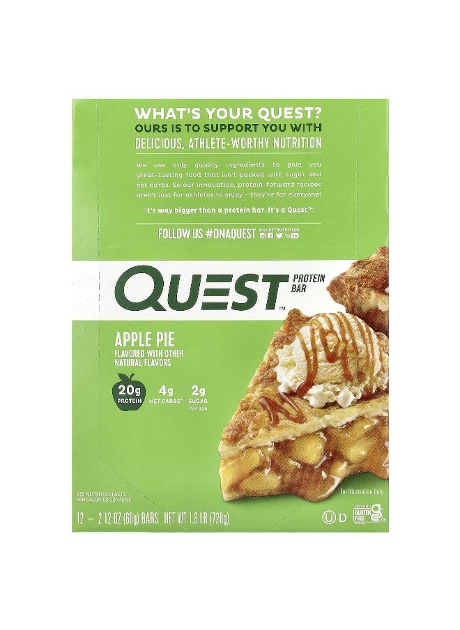 Quest Nutrition, Protein Bar, Apple Pie, 12 Bars, 2.12 oz (60 g) Each