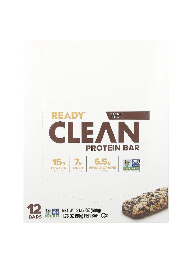 Ready, Clean Protein Bar, Chocolate Chip, 12 Bars, 1.76 oz (50 g) Each