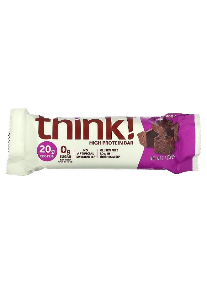 Think !, High Protein Bars, Chocolate Fudge, 10 Bars, 2.1 oz (60 g) Each