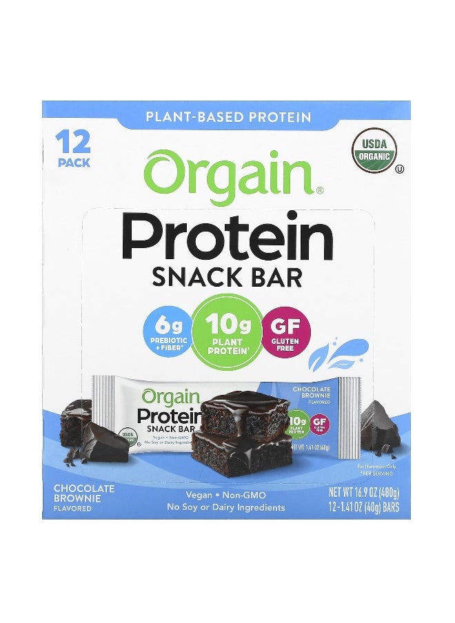 Orgain, Protein Snack Bar, Chocolate Brownie, 12 Bars, 1.41 oz (40 g) Each