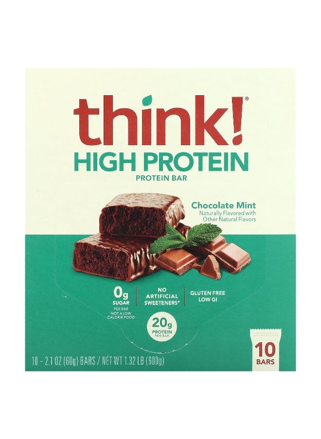 Think !, High Protein Bars, Chocolate Mint, 10 Bars, 2.1 oz (60 g) Each