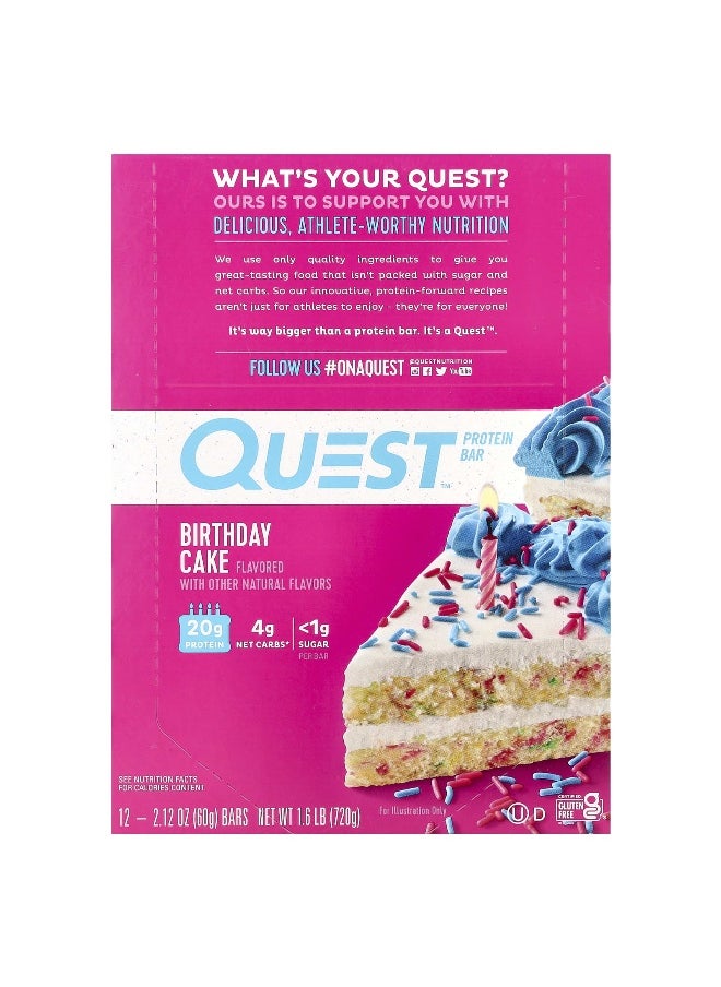 Quest Nutrition, Protein Bar, Birthday Cake, 12 Bars, 2.12 oz (60 g) Each