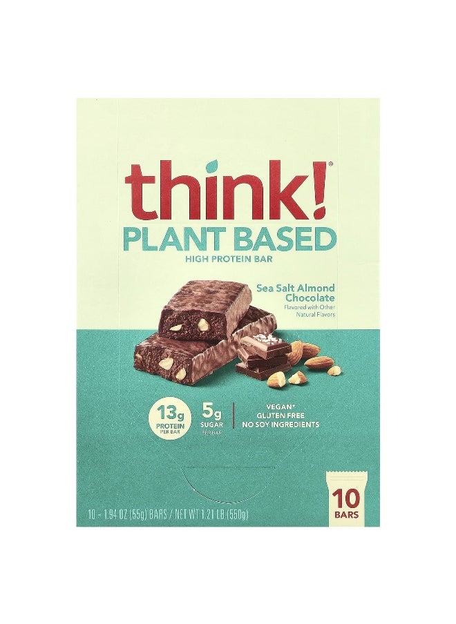 Think !, High Protein Bars, Sea Salt Almond Chocolate, 10 Bars, 1.94 oz (55 g) Each