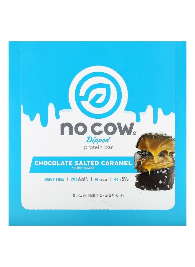 No Cow, Dipped Protein Bar, Chocolate Salted Caramel, 12 Bars, 2.12 oz (60 g) Each