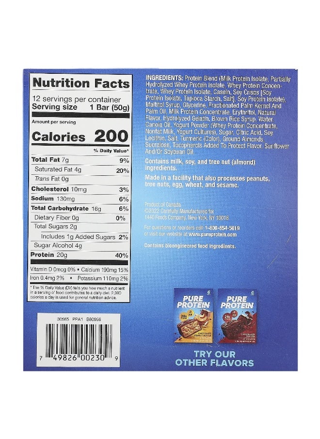 Pure Protein, Gluten Free Bar, Lemon Cake, 12 Bars, 1.76 oz (50 g) Each