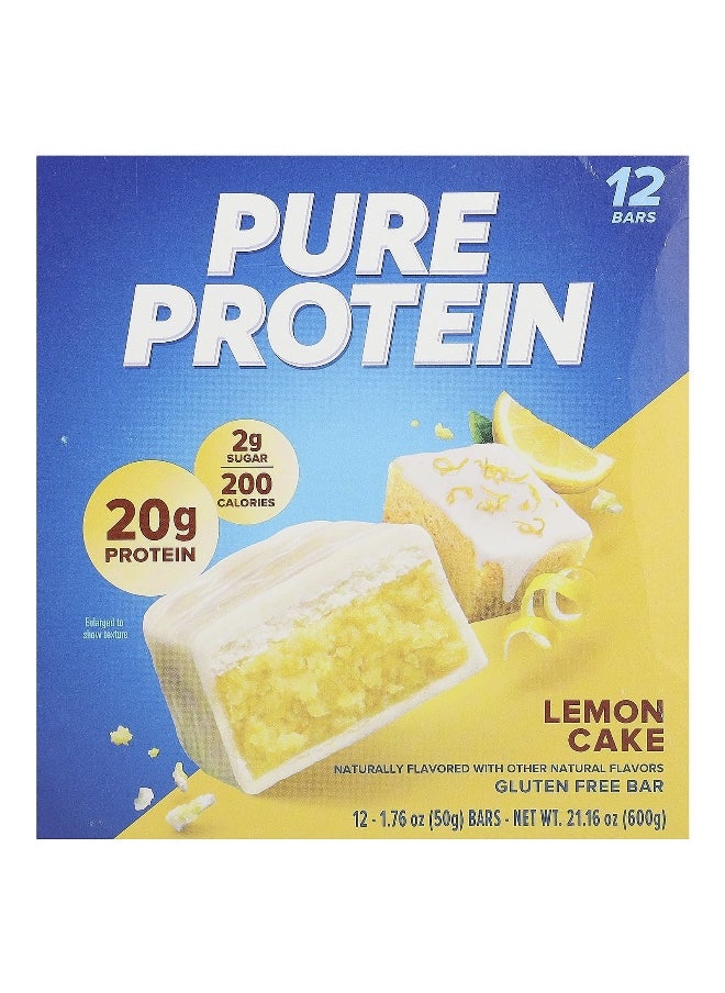 Pure Protein, Gluten Free Bar, Lemon Cake, 12 Bars, 1.76 oz (50 g) Each