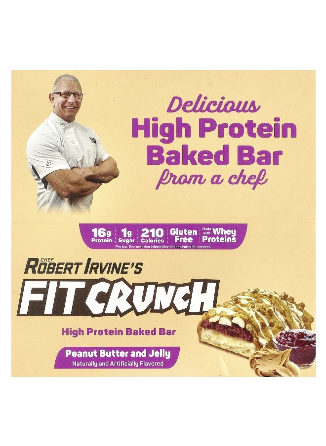 FITCRUNCH, High Protein Baked Bar, Peanut Butter and Jelly, 9 Bars, 1.62 (46 g) Each