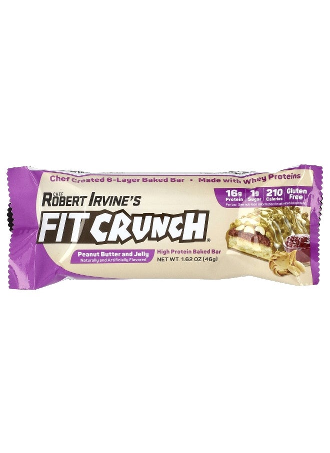 FITCRUNCH, High Protein Baked Bar, Peanut Butter and Jelly, 9 Bars, 1.62 (46 g) Each