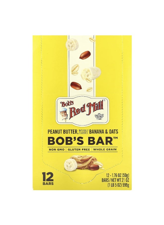 Bob's Red Mill, Bob's Bar™, Peanut Butter, Banana & Oats, 12 Bars, 1.76 oz (50 g) Each