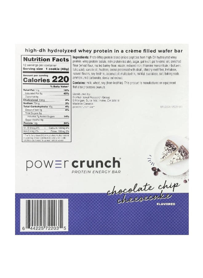 BNRG, Power Crunch Protein Energy Bar, Chocolate Chip Cheesecake, 12 Bars, 1.4 oz (40 g)