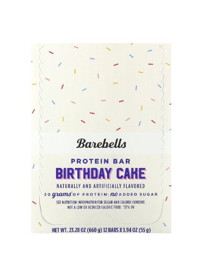 Barebells, Protein Bar, Birthday Cake, 12 Bars, 1.94 oz (55 g) Each