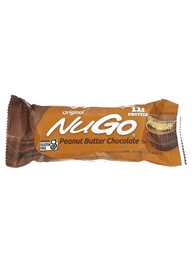 NuGo Nutrition, Original Peanut Butter Chocolate Bars, 15 Bars, 1.76 oz (50 g) Each