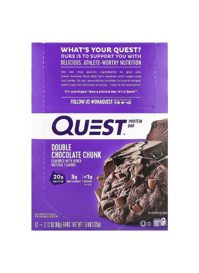Quest Nutrition, Protein Bar, Double Chocolate Chunk, 12 Bars, 2.12 oz (60 g) Each
