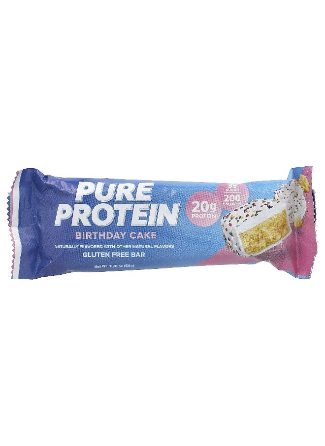 Pure Protein, Gluten Free Bars, Birthday Cake, 12 Bars,1.76 oz (50 g) Bars