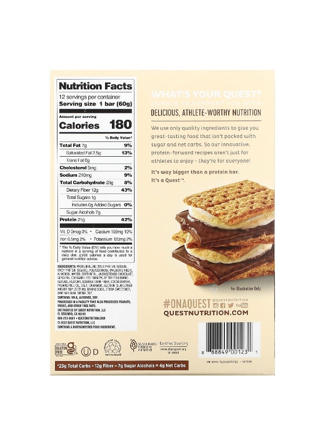 Quest Nutrition, Protein Bar, S'mores, 12 Bars, 2.12 (60 g) Each