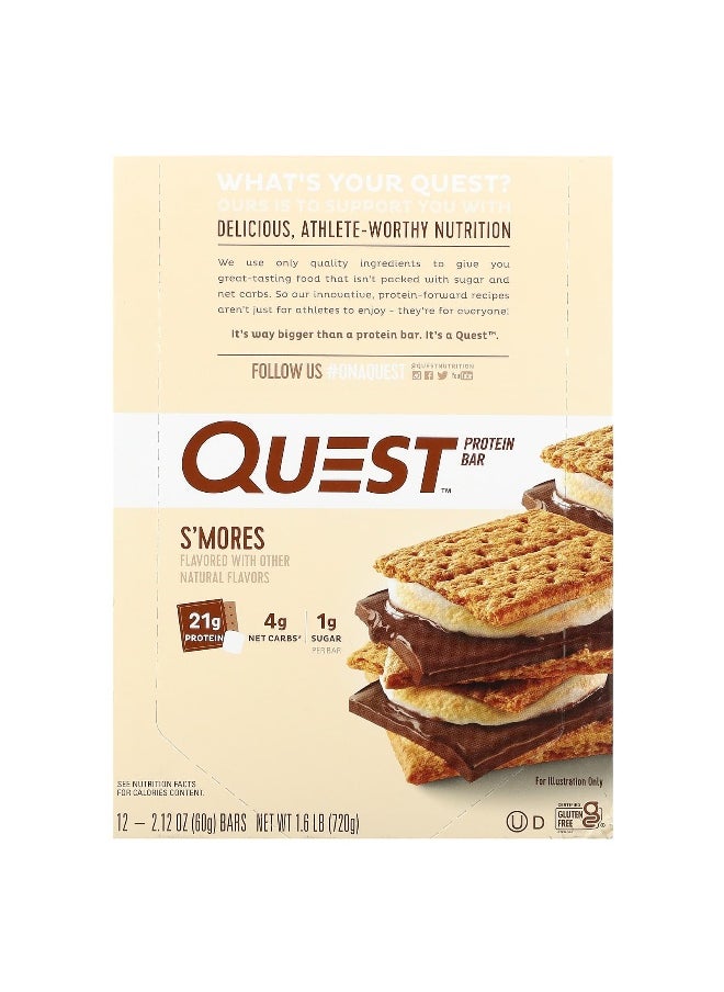 Quest Nutrition, Protein Bar, S'mores, 12 Bars, 2.12 (60 g) Each