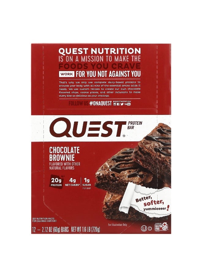 Quest Nutrition, Protein Bar, Chocolate Brownie, 12 Bars, 2.12 oz (60 g) Each