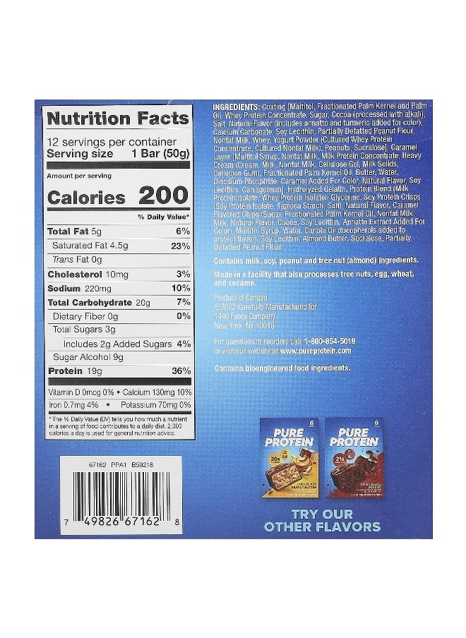 Pure Protein, Gluten Free Bar, Chocolate Salted Caramel, 12 Bars, 1.76 oz (50 g) Each