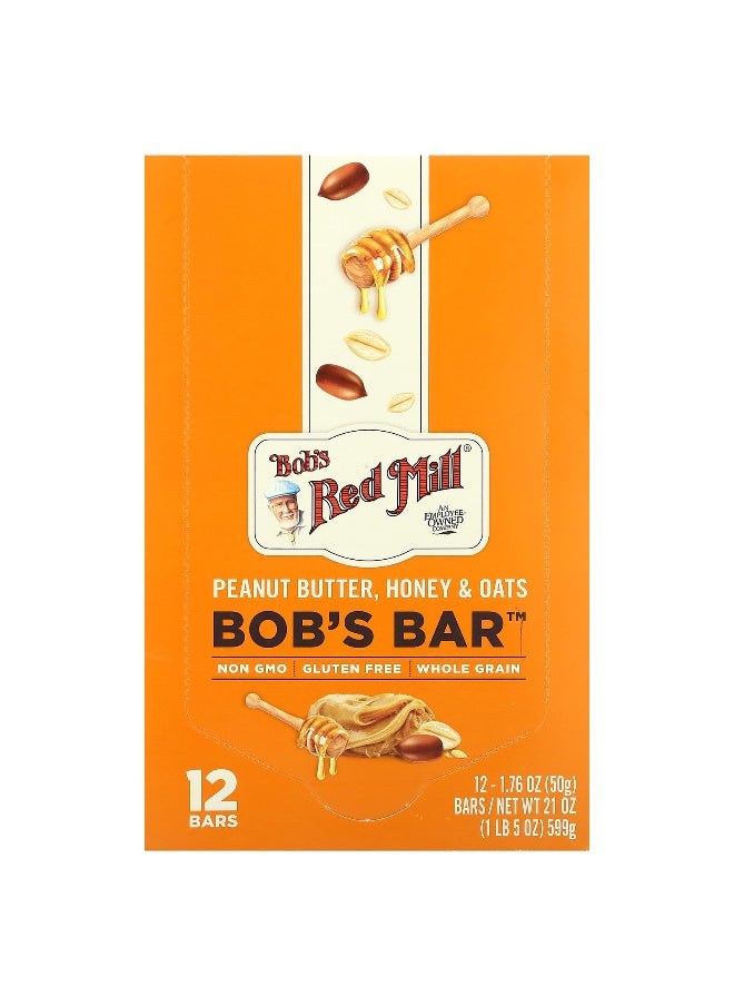 Bob's Red Mill, Bob's Bar, Peanut Butter, Honey & Oats , 12 Bars, 1.76 oz (50 g) Each