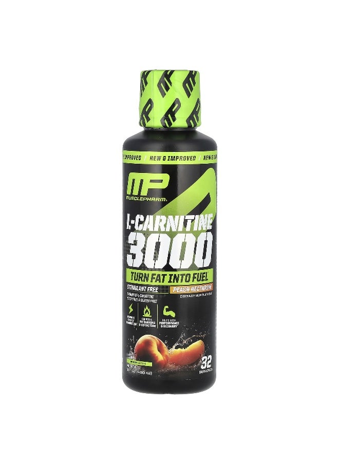 MusclePharm, L-Carnitine 3000, Peach Nectarine, 3,000 mg, 16 fl oz (480 ml)