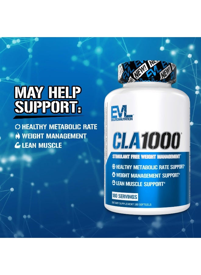 EVLution Nutrition, CLA1000®, Stimulant Free Weight Management, 1,000 mg, 180 Softgels