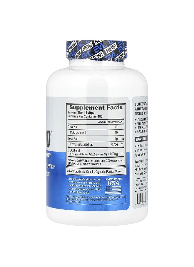 EVLution Nutrition, CLA1000®, Stimulant Free Weight Management, 1,000 mg, 180 Softgels