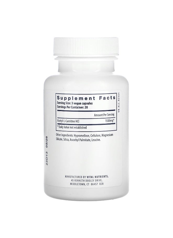 Vital Nutrients, Acetyl L-Carnitine, 500 mg, 60 Vegan Capsules