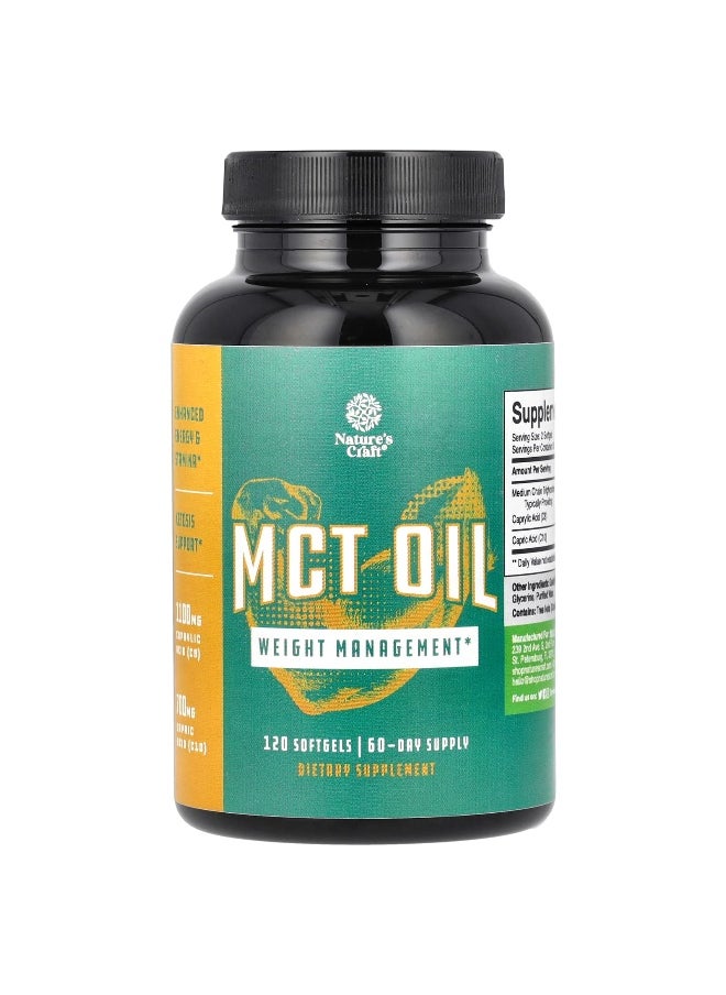 Nature's Craft, MCT Oil, 2,000 mg, 120 Softgels (1,000 mg per Softgel)