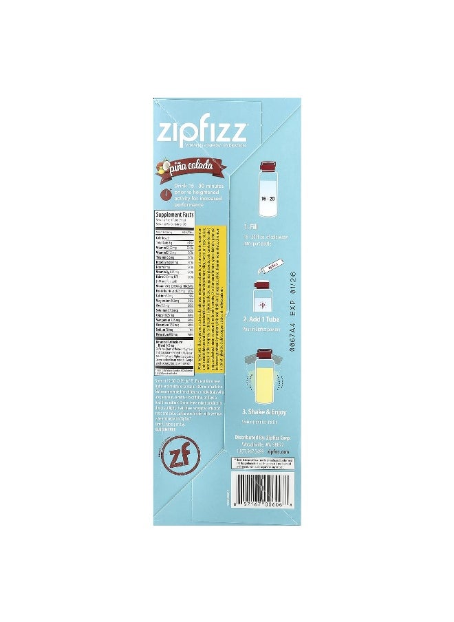 Zipfizz, Pina Colada, 20 Tubes, 0.39 oz (11 g) Each