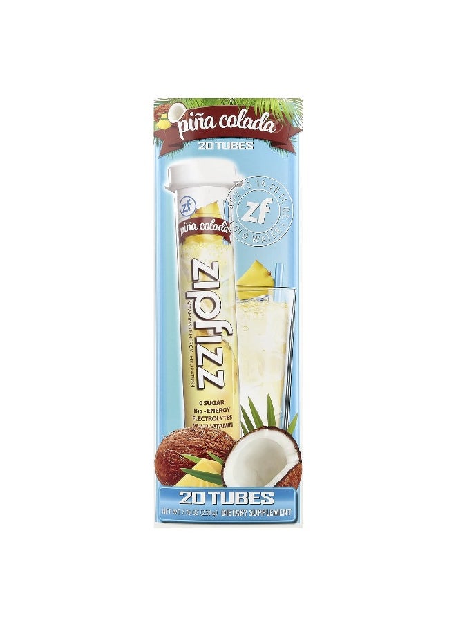 Zipfizz, Pina Colada, 20 Tubes, 0.39 oz (11 g) Each