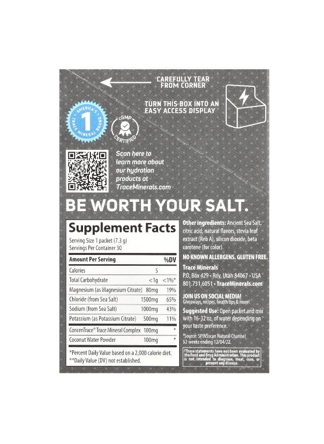 Trace, TM Sport, ZEROLyte, Electrolyte Drink Mix, Salty Mango, 30 Packets, 0.26 oz (7.3 g) Each