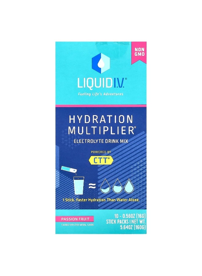 Liquid I.V., Hydration Multiplier, Electrolyte Drink Mix, Passion Fruit, 10 Stick Packs, 0.56 oz (16 g) Each
