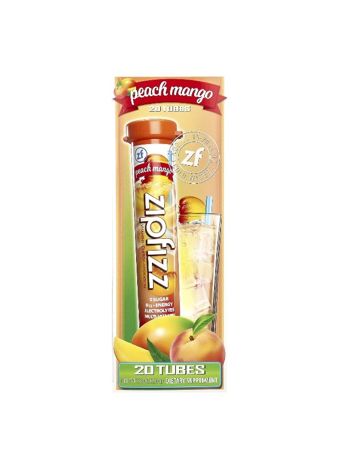 Zipfizz, Energy Drink Mix, Peach Mango, 20 Tubes, 0.39 oz (11 g) Each