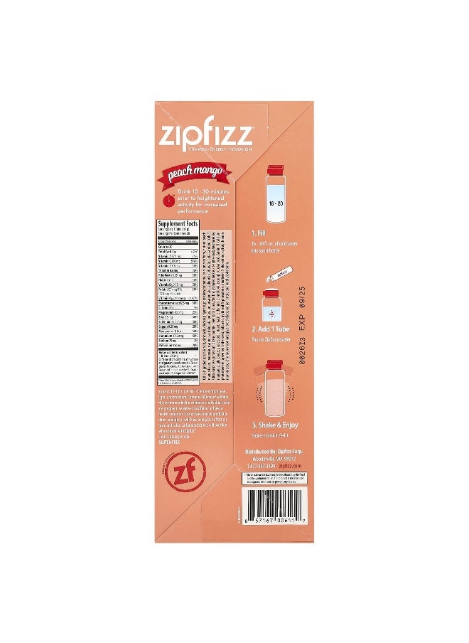 Zipfizz, Energy Drink Mix, Peach Mango, 20 Tubes, 0.39 oz (11 g) Each