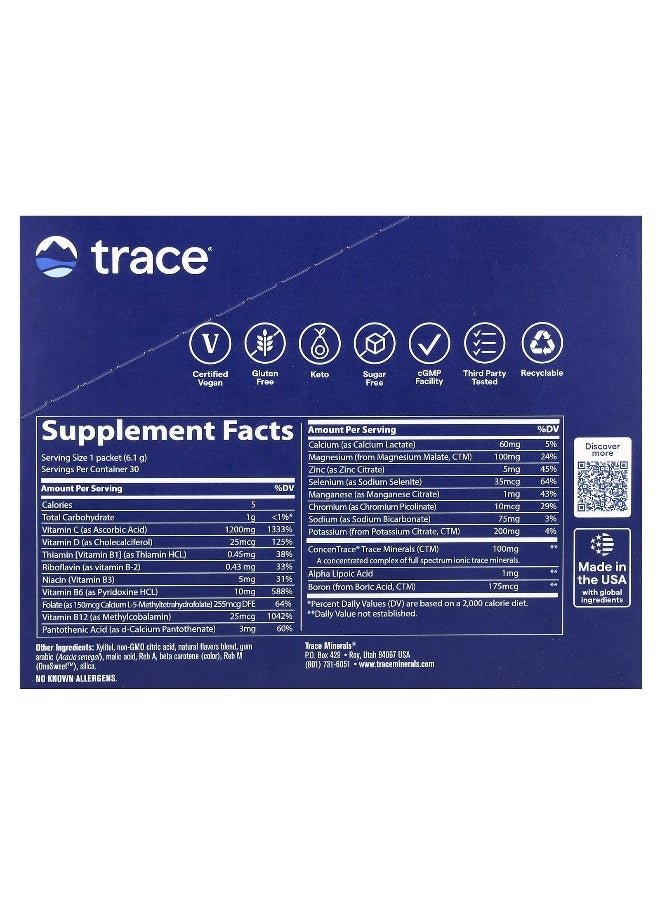 Trace, Power Pak, Zero Sugar, Orange Mango, 30 Packets, 0.22 oz (6.1 g) Each
