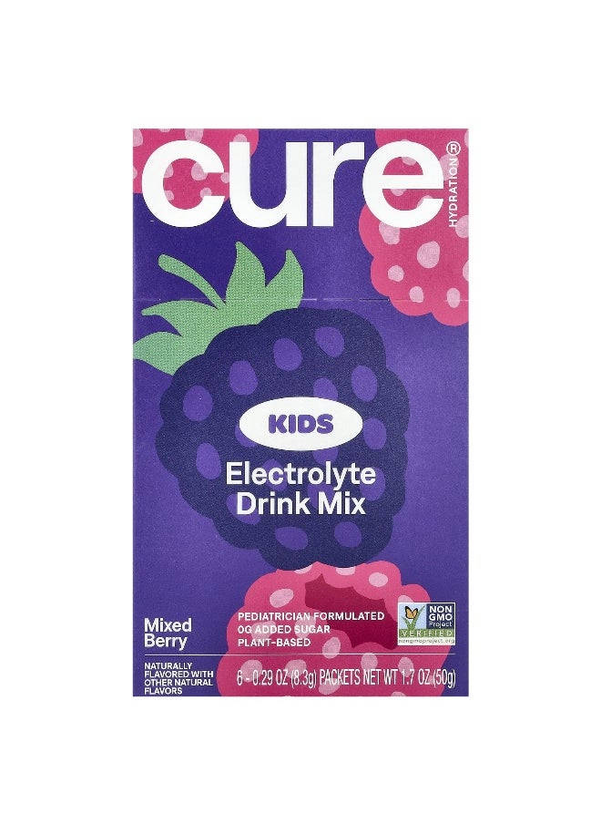 Cure Hydration, Kids, Electrolyte Drink Mix, Mixed Berry, 6 Packets, 0.29 oz (8.3 g) Each