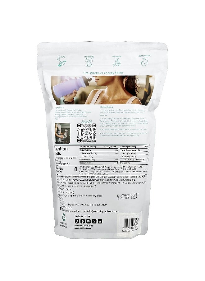 Micro Ingredients, Electrolyte Powder, Lemon & Raspberry, 2 lb (907 g)