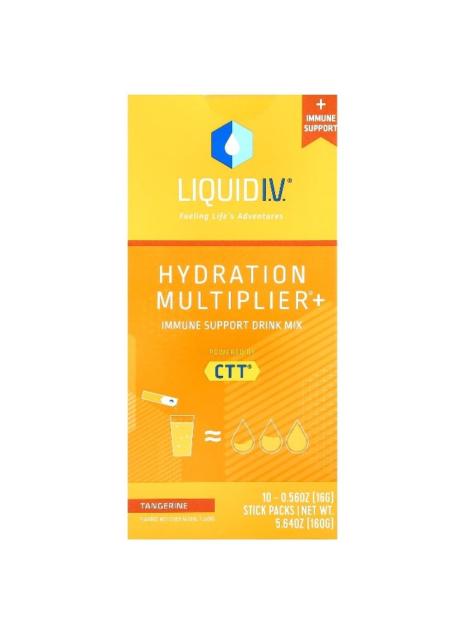Liquid I.V., Hydration Multiplier + Immune Support Drink Mix, Tangerine, 10 Stick Packs, 0.56 oz (16 g) Each
