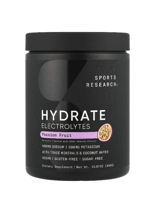 Sports Research, Hydrate Electrolytes, Passion Fruit, 15.87 oz (450 g)