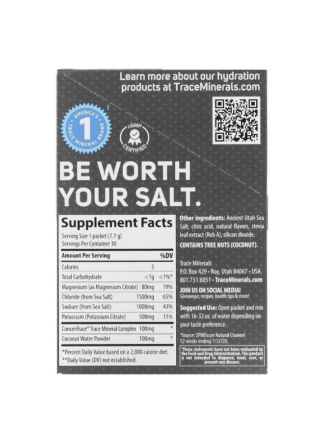 Trace, TM Sport, ZEROLyte, Electrolyte Drink Mix, Salty Citrus, 30 Packets, 0.27 oz (7.7 g) Each