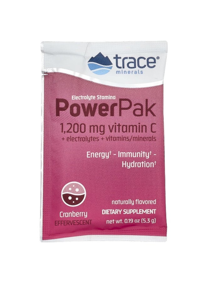 Trace, Electrolyte Stamina PowerPak, Cranberry, 30 Packets, 0.19 oz (5.3 g) Each