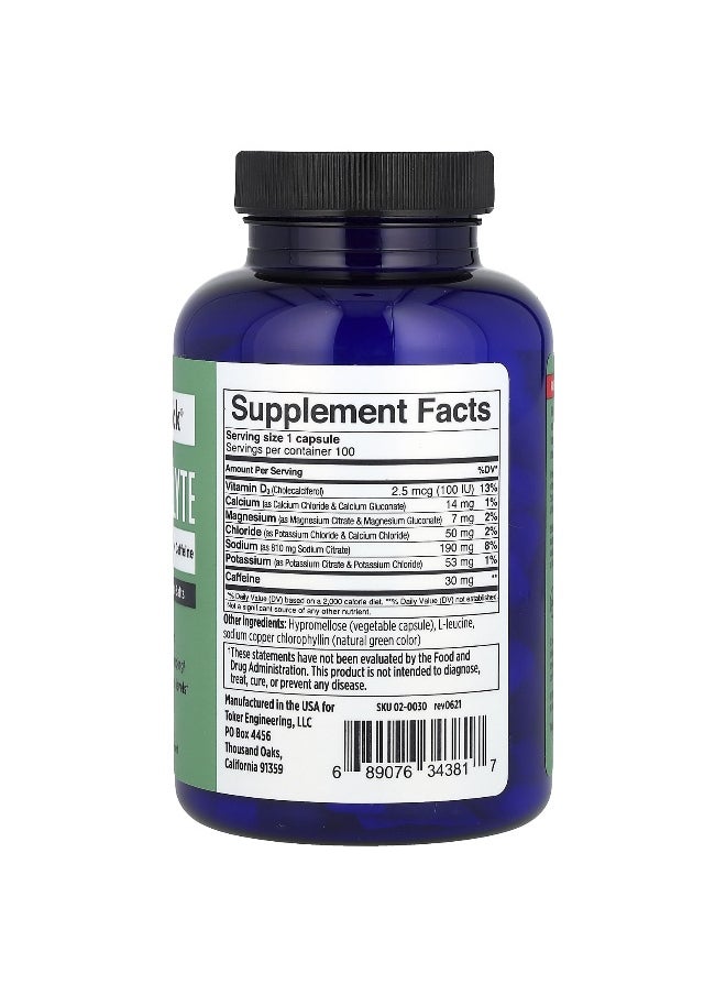 SaltStick, Electrolyte Caps Plus Caffeine, 100 Vegetarian Capsules