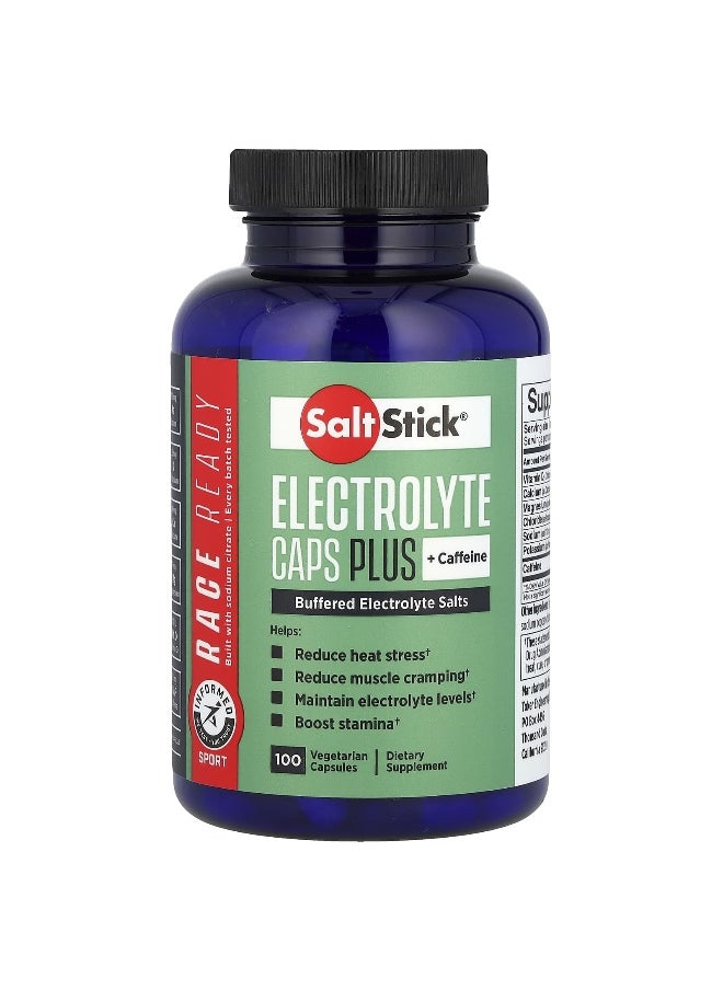 SaltStick, Electrolyte Caps Plus Caffeine, 100 Vegetarian Capsules