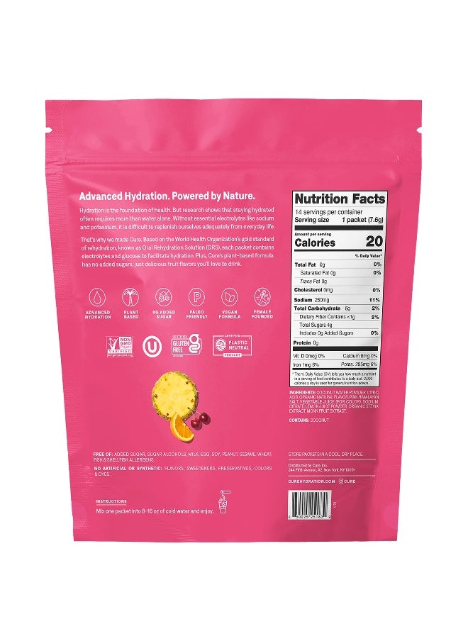 Cure Hydration, Electrolyte Drink Mix, Tropical Punch, 14 Packets, 0.27 oz (7.6 g) Each