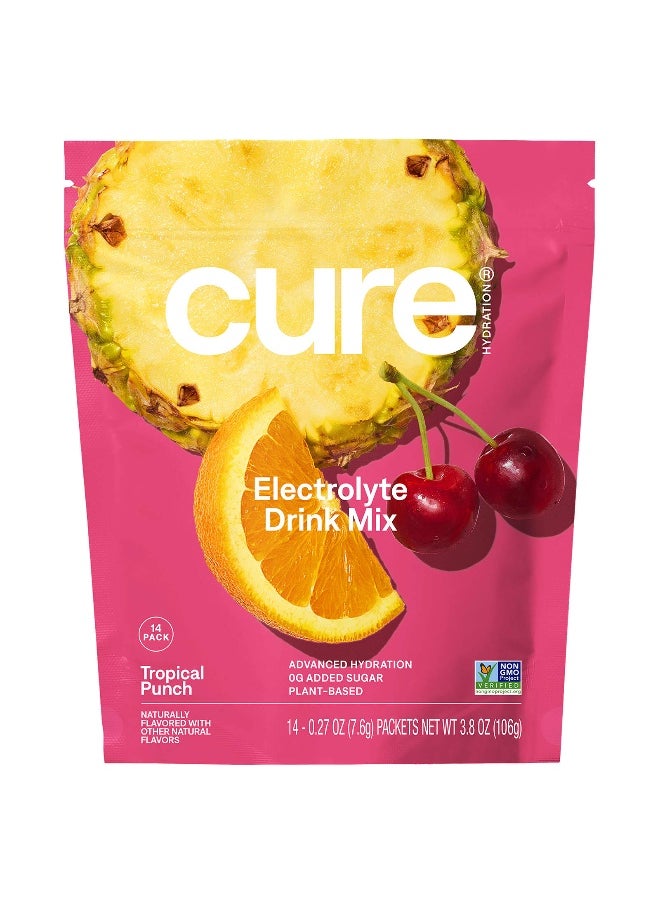 Cure Hydration, Electrolyte Drink Mix, Tropical Punch, 14 Packets, 0.27 oz (7.6 g) Each