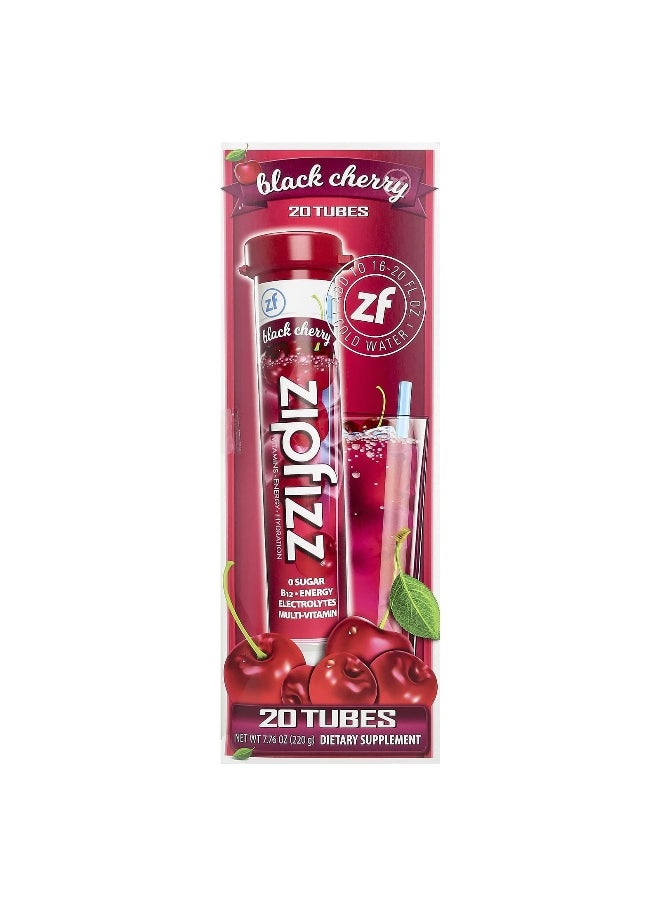 Zipfizz, Energy Drink Mix, Black Cherry, 20 Tubes, 0.39 oz (11 g) Each