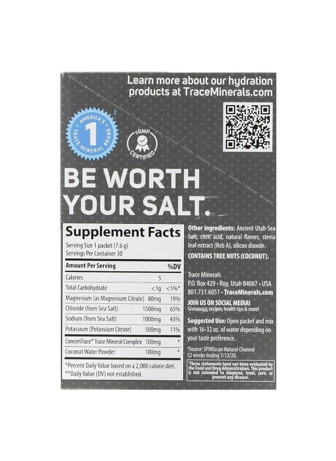Trace, TM Sport, ZEROLyte, Electrolyte Drink Mix, Salty Orange, 30 Packets, 0.27 oz (7.6 g) Each