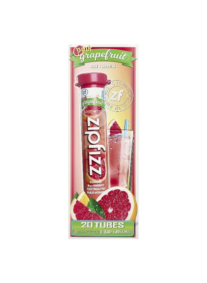 Zipfizz, Energy Drink Mix, Pink Grapefruit, 20 Tubes, 0.39 oz (11 g) Each